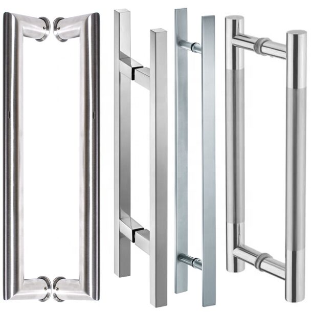 Satin glass door handles
